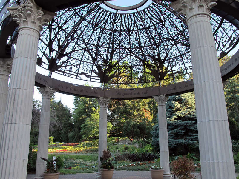 Photo of the Sunken Gardens pavilion.  The Sunken Gardens are located on the southwest corner of S. 27th Street &amp; Capital Parkway in Lincoln, Nebraska.  This photo was taken off of "D" Street; on the north side of the pavilion, looking due south.