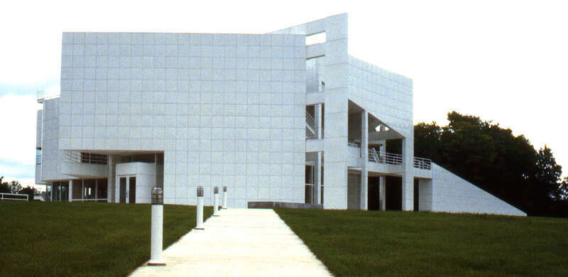 The Atheneum from Richard Meier in New Harmony, Indiana, United States.