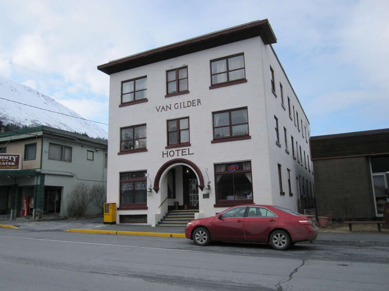 The Van Gilder Hotel in Seward, Alaska.  Listed on the NRHP.  One of the most significant historic structures in Seward, along with the Brown and Hawkins store and the Alaska Railroad depot.