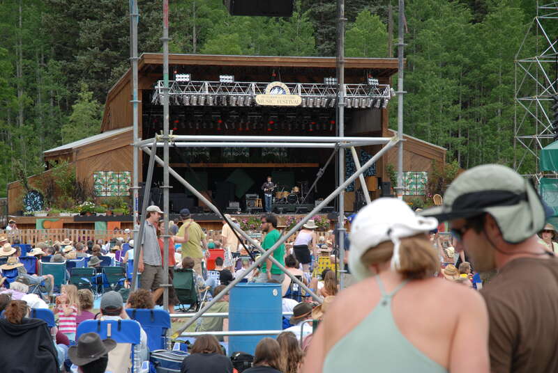 View over the audience and towards the stage of the 2007 Telluride Bluegrass Festival