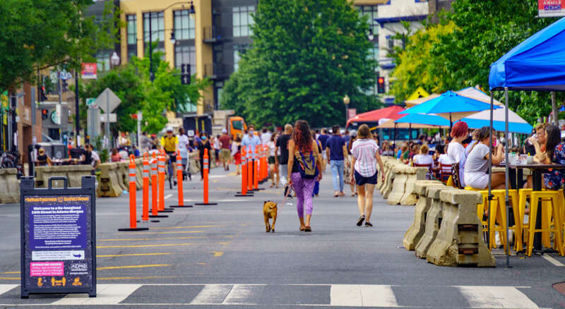 Re-imagined 18th Street in Adams Morgan, Washington, DC USA