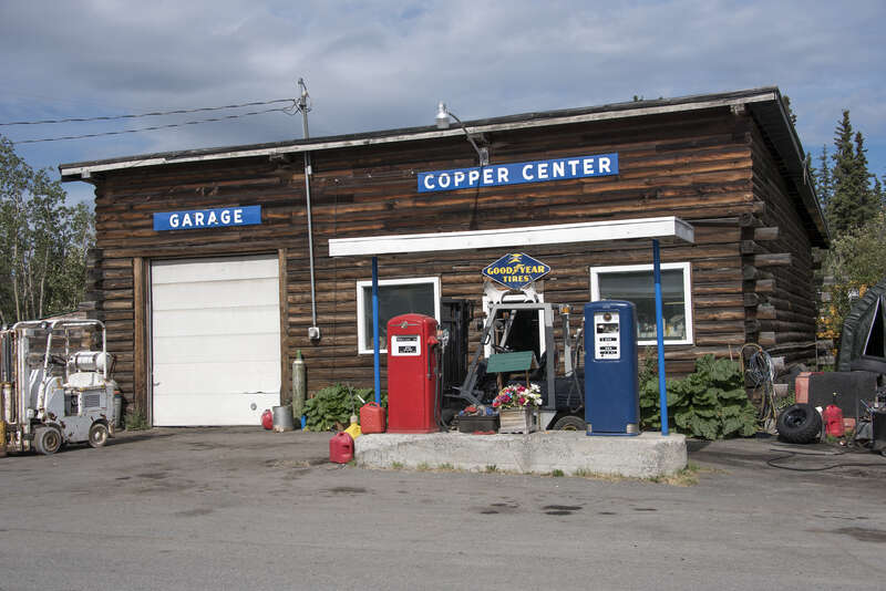 Copper Center Lodge service station and gas pumps