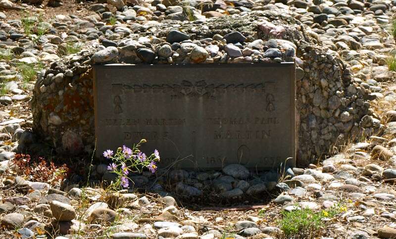 Grave marker of Helen Martin Dwire and Thomas Paul "Doc" Martin, Sierra Vista Cemetery, Taos, New Mexico. Taken Sept. 24, 2010.