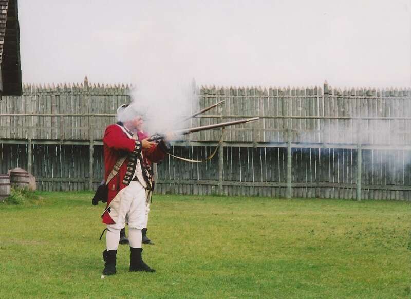 A historical reenactment at Fort Michilimackinac in Mackinaw City, Michigan (United States).