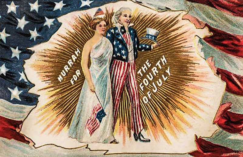 Lady Liberty &amp; Uncle Sam

Unknown artist for the postcard
