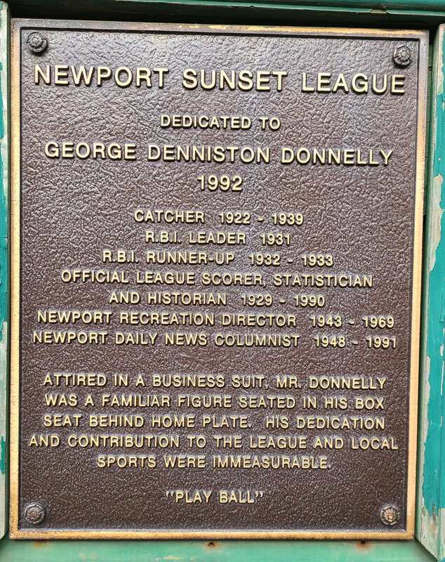 George Denniston Donnelly dedication plaque at Cardines Field in Newport, Rhode Island
