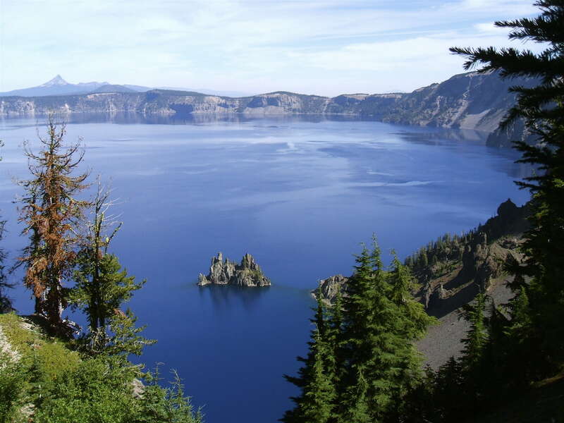 One of my favorite places in Crater Lake is Sun Notch. Quiet, beautiful panoramas of the caldera walls and the endless azure of the lake. Here is a shot of Phantom Ship, the ancient volcanic core exposed and stranded by the collapse of Mount Mazama