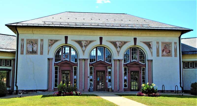 The Saratoga Springs Visitor Center, located at 297 Broadway in Saratoga Springs, New York, in the building known historically as "The Drinkhall", was built in 1915 as a trolley station by the Hudson Valley Railroad. It was designed by Ludlow and