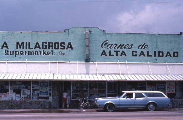 Local call number: FS80127A

Title: "La Milagrosa Supermarket" in Little Havana - Miami

Date: ca. 1978

Physical descripton: 1 slide - col.

Series Title: Folklife Collection

Repository:  State  Library and Archives of Florida, 500 S. Bronough St.,