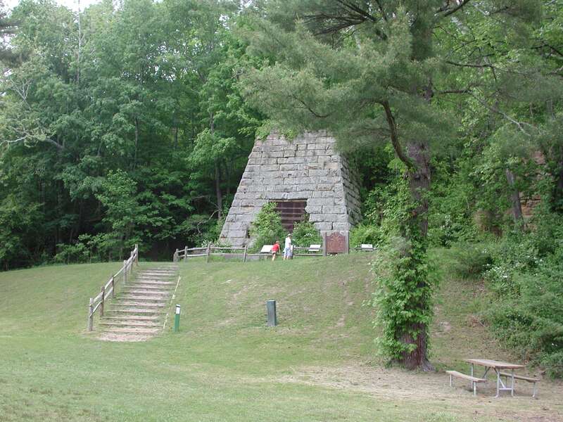 The Hope Furnace, an old iron furnace in Lake Hope State Park — located in Vinton County, Ohio.