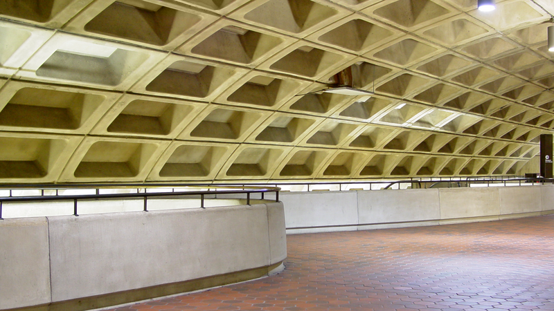 A portion of the mezzanine at the Maryland Avenue entrance to L'Enfant Plaza, a Metro station in southwest Washington, DC.

Ben Schumin is a professional photographer who captures the intricacies of daily life.  This image may be used under Creative