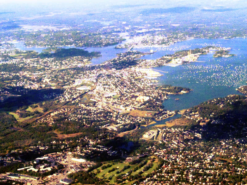 Aerial view of Salem, Massachusetts, looking north.