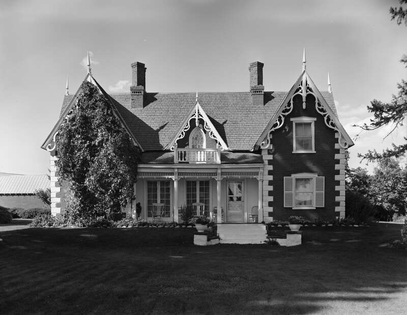 Front of the Watkins-Coleman House, located at 5 E. Main Street in Midway, Utah, United States.  Built in 1869, it is listed on the National Register of Historic Places.