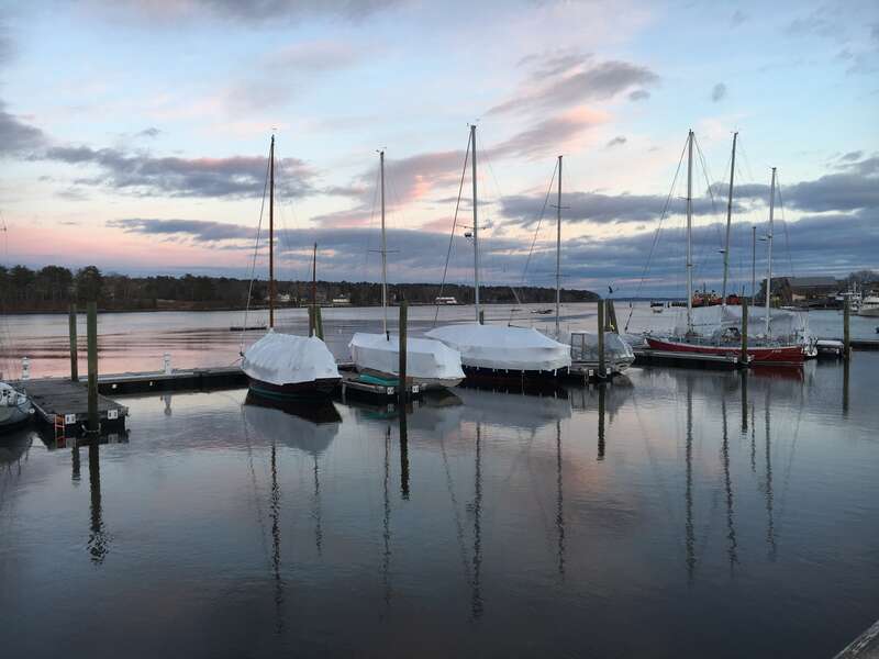 Shipyard in Belfast, ME, along the Passagassawakeag River as it flows into Belfast Bay.