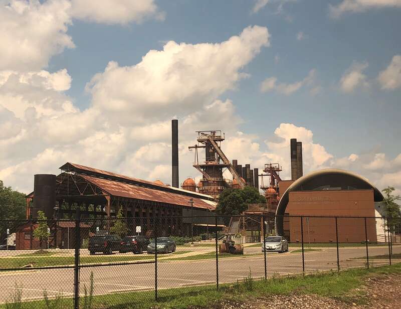 The Sloss Furnaces national historic landmark site in east-Central downtown Birmingham, Alabama. July, 2018.