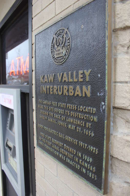 KAW Valley Interurban Historical Plaque, Lawrence, Kansas