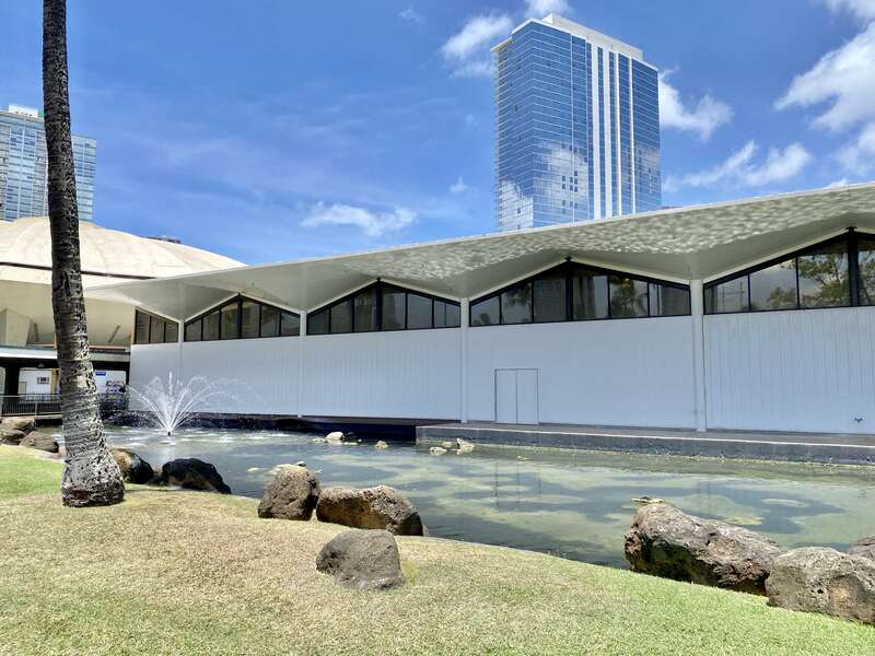 Completed in 1964, this Modern convention center was designed by Merril, Simms &amp; Roehrig as part of a larger cultural and convention complex known as the Honolulu International Center until 1976, when it was renamed in honor of former Honolulu