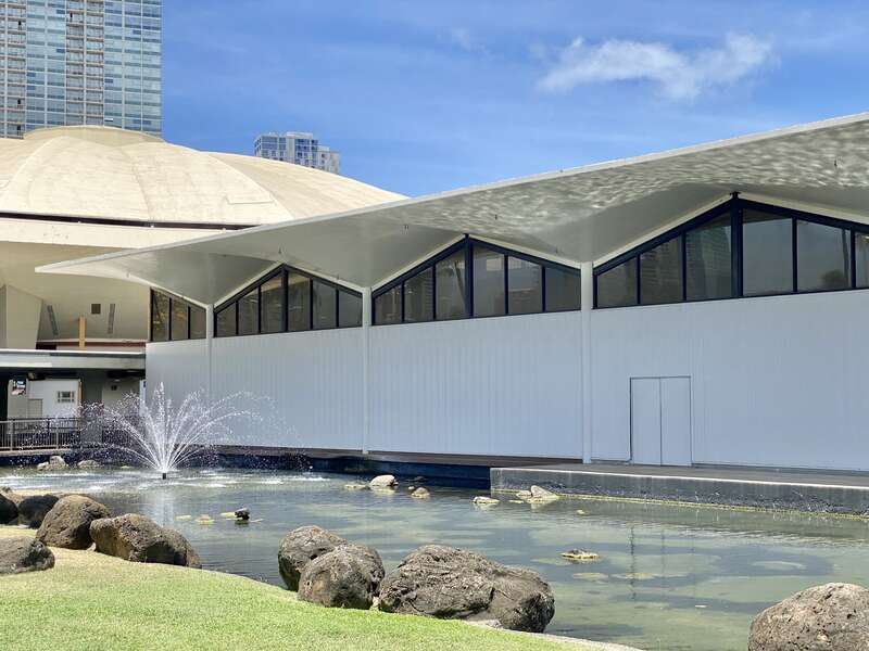 Completed in 1964, this Modern convention center was designed by Merril, Simms &amp; Roehrig as part of a larger cultural and convention complex known as the Honolulu International Center until 1976, when it was renamed in honor of former Honolulu