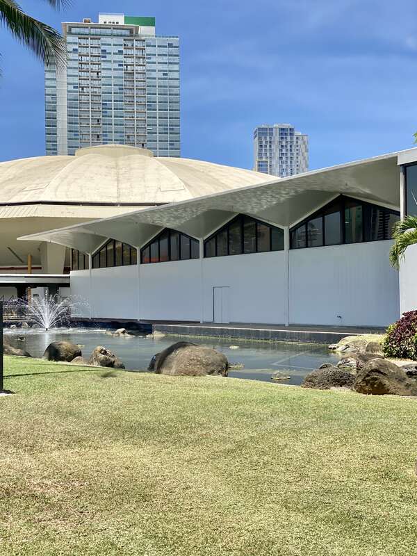 Completed in 1964, this Modern convention center was designed by Merril, Simms &amp; Roehrig as part of a larger cultural and convention complex known as the Honolulu International Center until 1976, when it was renamed in honor of former Honolulu