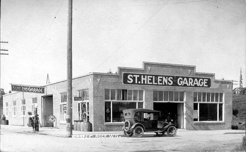 Caption on image: Castle Rock, Wn
Subjects (LCSH): St. Helens Garage (Castle Rock, Wash.); Automobile repair shops--Washington (State)--Castle Rock; Automobiles--Washington (State)--Castle Rock

Appears to be the same building as of 2022 at 6 W