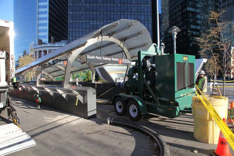 The South Ferry subway station was damaged by seawater flooding during Hurricane Sandy. Crews are working to restore the station by pumping out the seawater. 

Photo: MTA New York City Transit / Leonard Wiggins