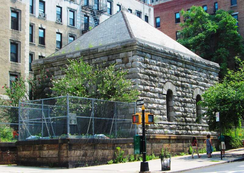 The building at 1195 Amsterdam Avenue at the corner of West 119th Street in the Mornigside Heights neighborhood of Manhattan, New York City was originally built in 1894=95 as the 119th Street Gatehouse for the Croton Aqueduct.  It is the mate of the