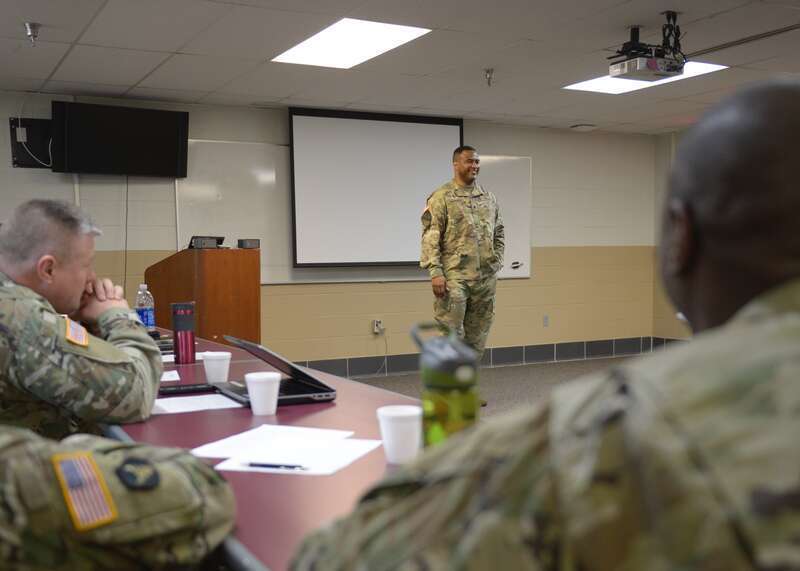 The Soldiers of the 34th Red Bull Infantry Division had a unique opportunity to speak with one of the U.S. Army’s five Muslim chaplains April 7-10, 2017. U.S. Army Chaplain (Lt. Col.) Khallid Shabazz, I Corps deputy command chaplain, travelled from