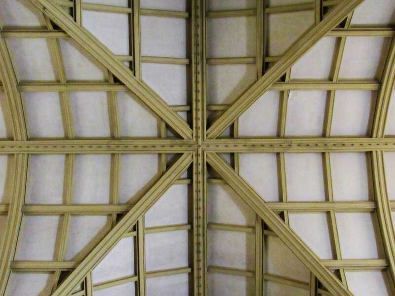 The ceiling of the crossing in the Cathedral Shrine of the Virgin of Guadalupe in Dallas,Texas.