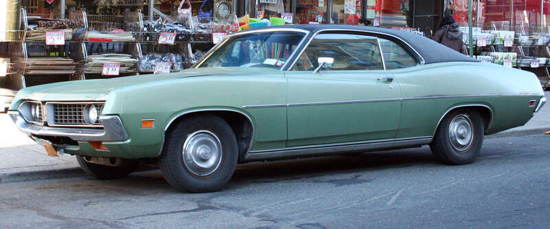 1971 Ford Torino 500. At the time of uploading, the same exact car was parked in the same place in both Google Maps and Google Street View, guess it doesn't get around much.