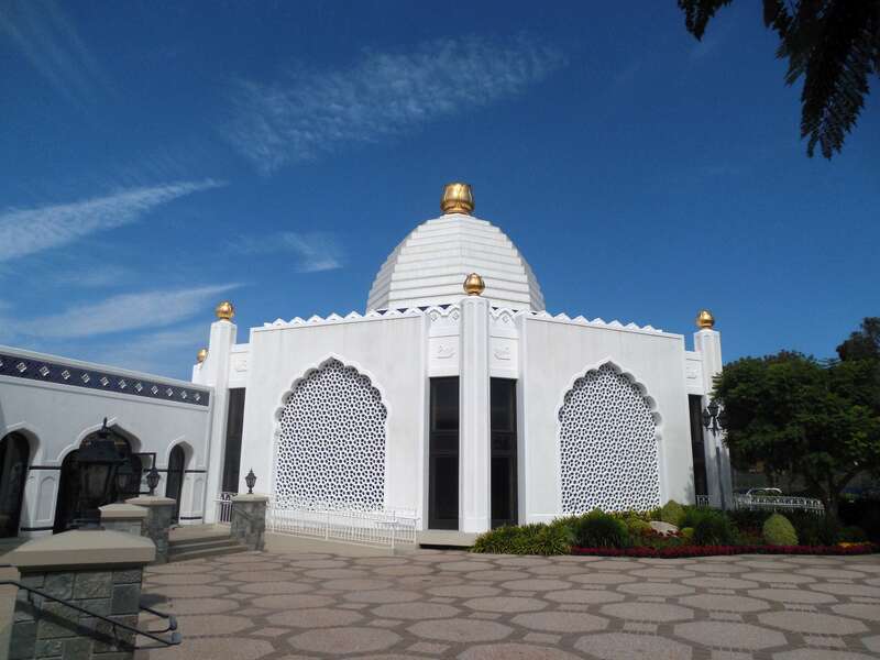 Self-Realization Fellowship Lake Shrine Temple built in 1996 on the Pacific Palisades, Los Angeles, California, United States.