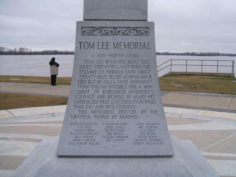 Memphis, TN:  Tom Lee Memorial Obelisk Inscription, April 2008