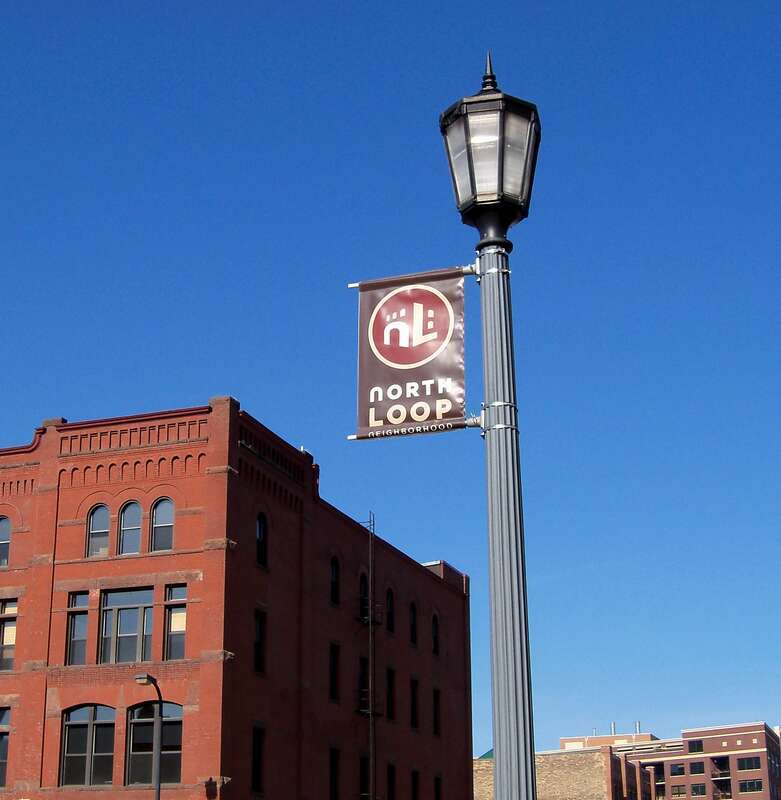 North Loop banner and lamp
