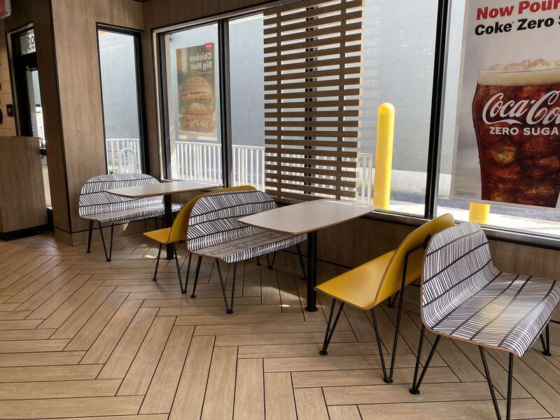They got rid of most of the seating. Only three tables and one small counter.