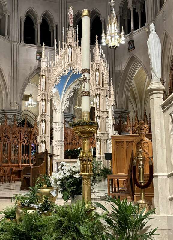 The Paschal candle in the Cathedral Basilica of the Sacred Heart in Newark, New Jersey.
