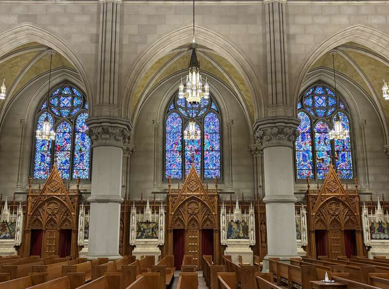 The interior of the Cathedral Basilica of the Sacred Heart in Newark, New Jersey.