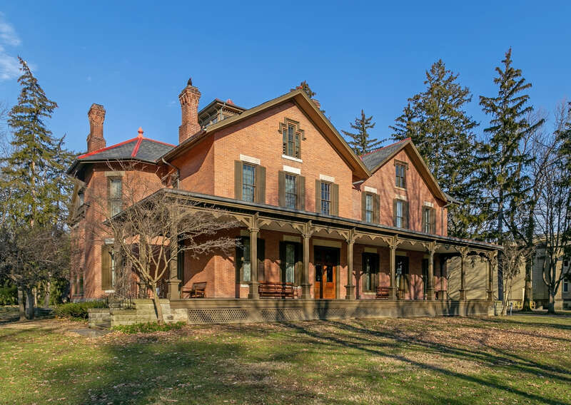 Oblique view of Spiegel Grove (the Rutherford B. Hayes House) in Fremont, Ohio.