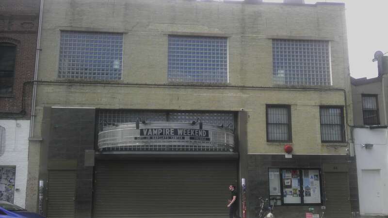 Looking south at Music Hall of Williamsburg, 66 North 6th Street on a hot mostly sunny morning in Williamsburg.