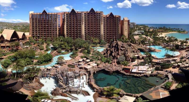 Aulani, Disney Resort &amp; Spa, a beachside hotel, resort and vacation destination at the Ko Olina Resort &amp; Marina in Kapolei on the Hawaiian island of Oahu