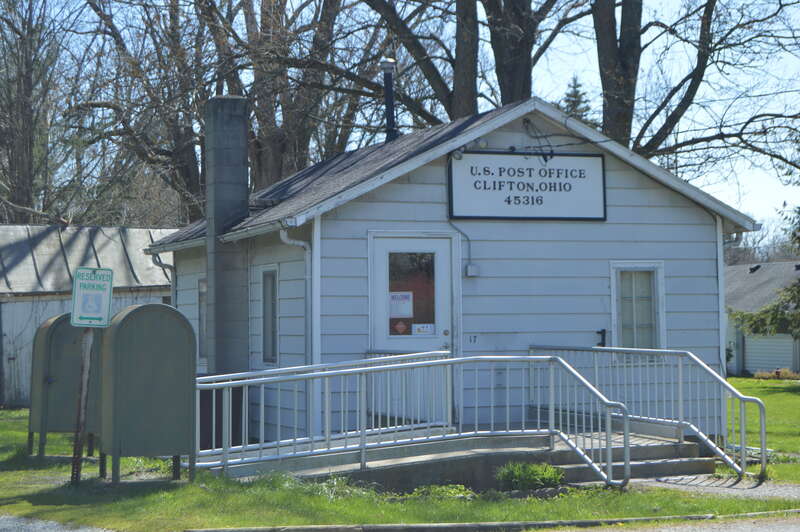 Front of the Clifton post office, located at 17 Clinton Street in Clifton, Ohio, United States.