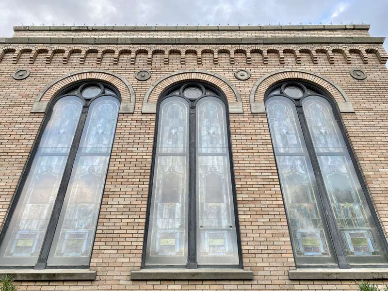 Built in 1921, this stripped and stark Romanesque Revival-style church, home to a Presbyterian congregation, stands at the corner of Central Avenue and 3rd Street in downtown Whitefish, Montana.