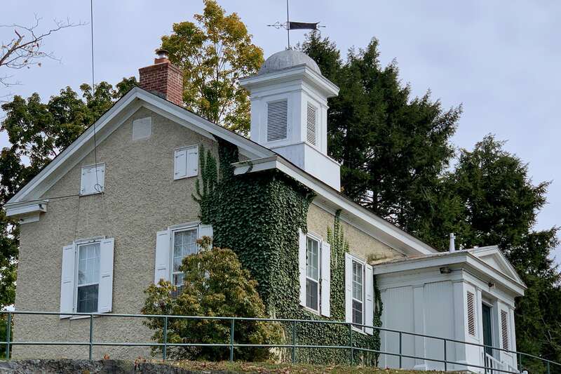 The Old Academy Building at the Blair Academy in Blairstown, New Jersey. Significant contributing property to the historic district. Built 1848. Greek Revival style.