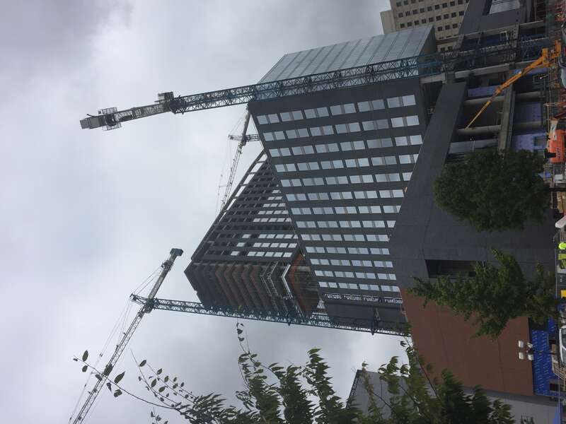 The Omni Louisville Hotel under construction, topped out in 2017