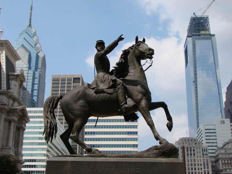 Equestrian statue of John F. Reynolds in front of Philadelphia City Hall.
