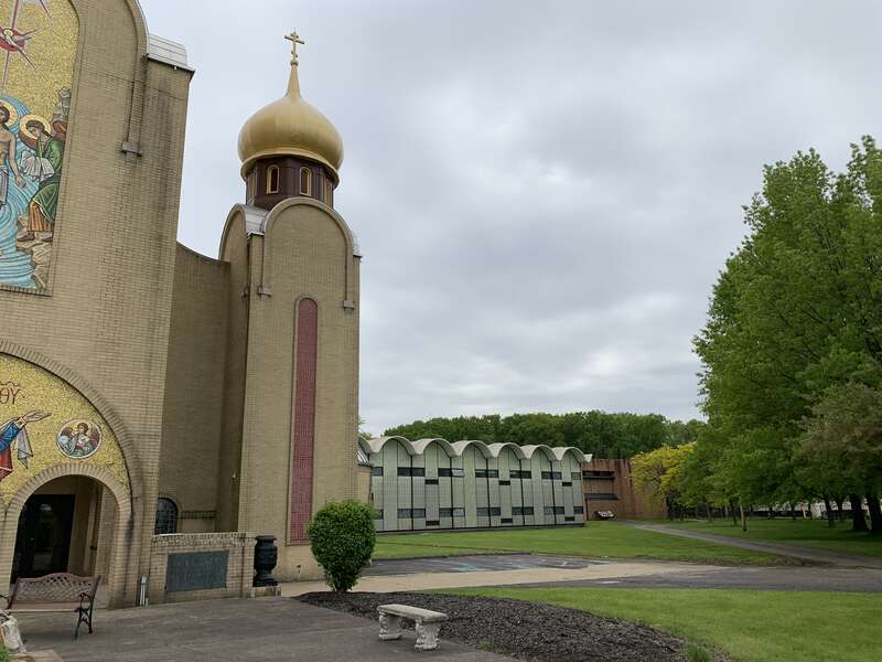 Attached side buildings of the Cathedral of St. John the Baptist in Parma OH in May 2019.