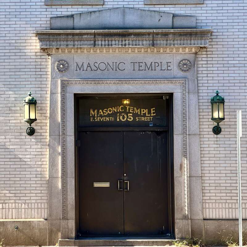 Entrance to the Plainfield Masonic Temple in Plainfield, New Jersey.