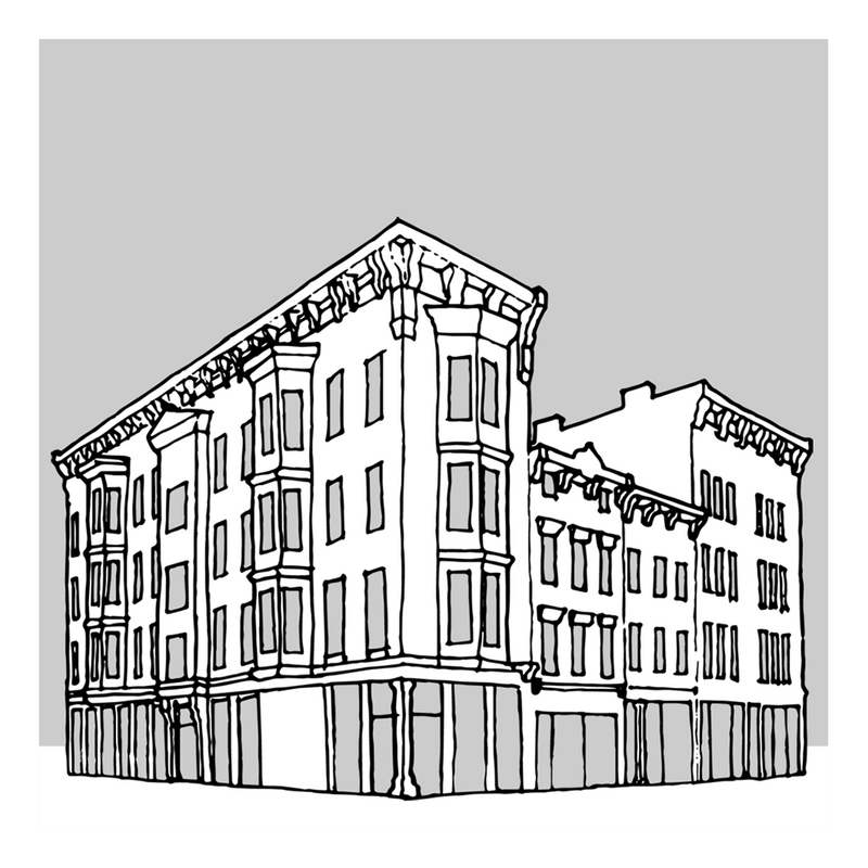 Original drawing on Borden &amp; Riley 108lb. "#234 Paris" drawing pad paper with fountain pens from Rotring Core and Art Supply Enterprises "sketch, extra-fine". Photograph of artwork converted in Adobe Illustrator CS6 to vector linework, added 20%