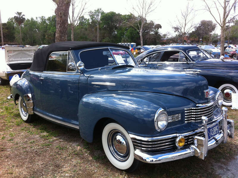 1948 Nash Ambassador convertible finished in blue. Picture taken at the 2013 Antique Automobile Club of America (AACA) meet in Lakeland, Florida.