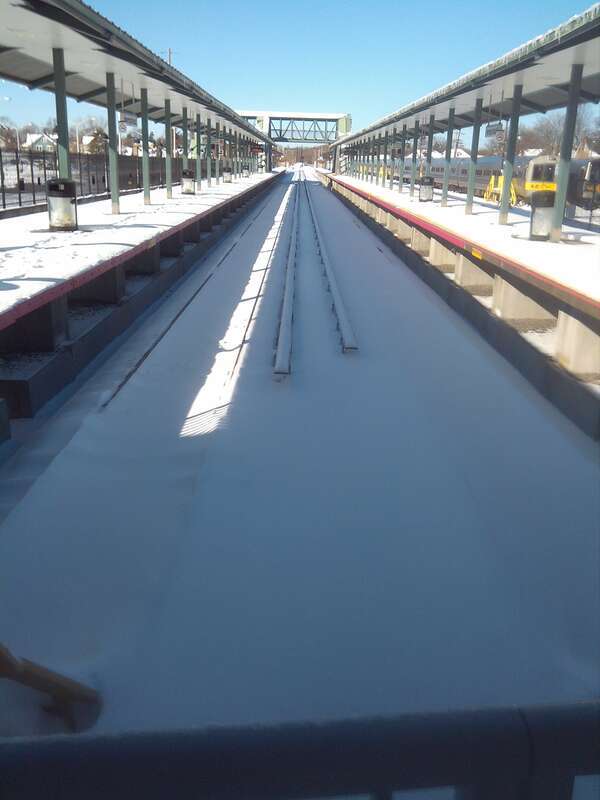 Long Island Rail Road employees cleared snow at Hempstead after the blizzard of February 8-9, 2013 dropped up to 30" of snow across the region.

Photo: MTA Long Island Rail Road.