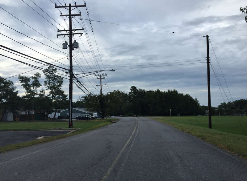 View south along Maryland State Route 788 (Old Forest Drive) at Maryland State Route 387 (Spa Road) in Annapolis, Anne Arundel County, Maryland