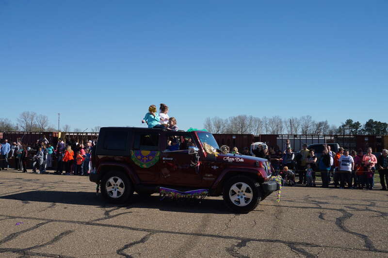 A Jeep Wrangler Unlimited Sahara in the 2017 Texarkana Mardi Gras Parade in Texarkana, Arkansas (United States).